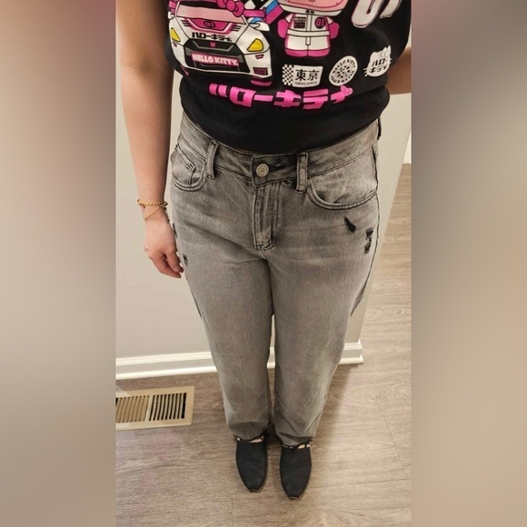 Sincerely Jules Faded Black Distressed High Rise Straight Jeans Size 3/26 - Picture 13 of 13